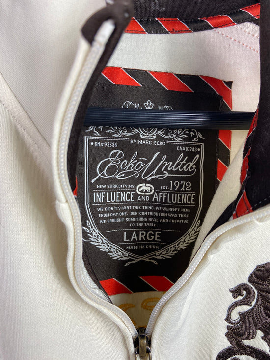 Y2K Ecko Unltd Brown/Cream Zip Up Jacket Sz L/XL