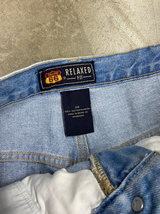 VTG Route 66 Relaxed Fit Light Wash Denim Shorts Sz 34