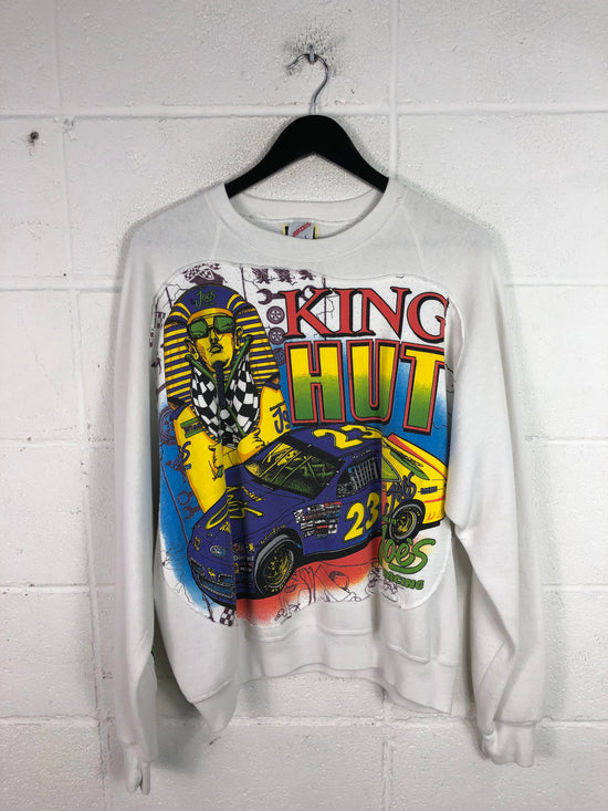 VTG Reworked King Hut Nascar Crewneck Sz XL