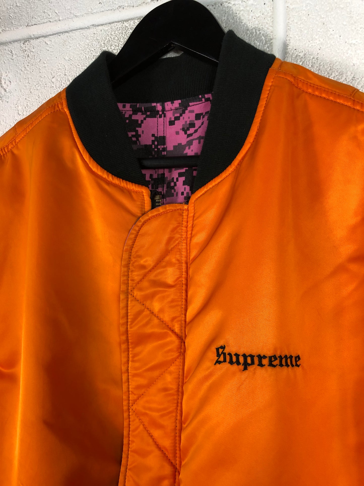 Supreme Digi Camo MA-1 Reversible Pink/Orange Jacket Sz L