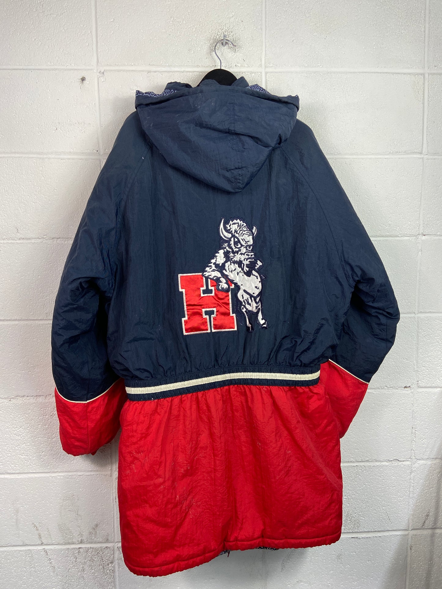 VTG Howard Bison HBCU Trench Puffer Coat Sz 2XL
