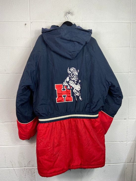 VTG Howard Bison HBCU Trench Puffer Coat Sz 2XL
