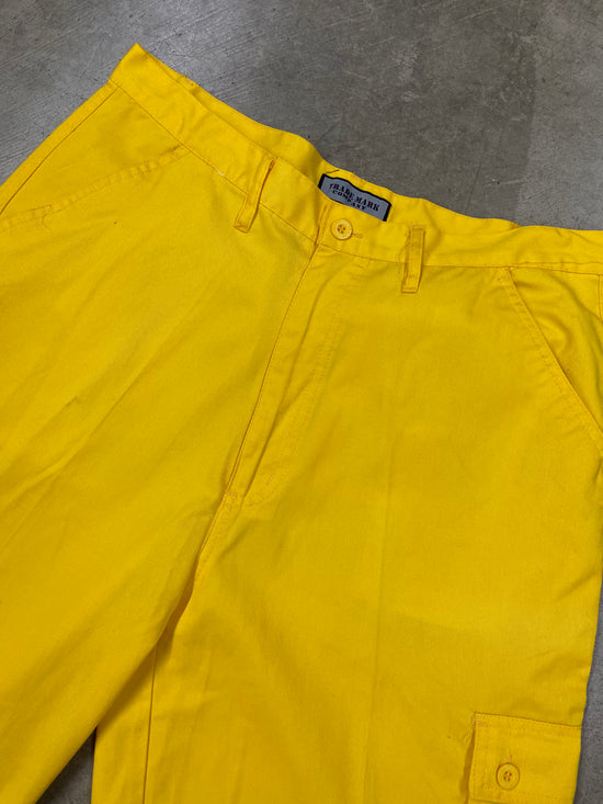 Vtg Yellow Cargo Shorts Sz 34"