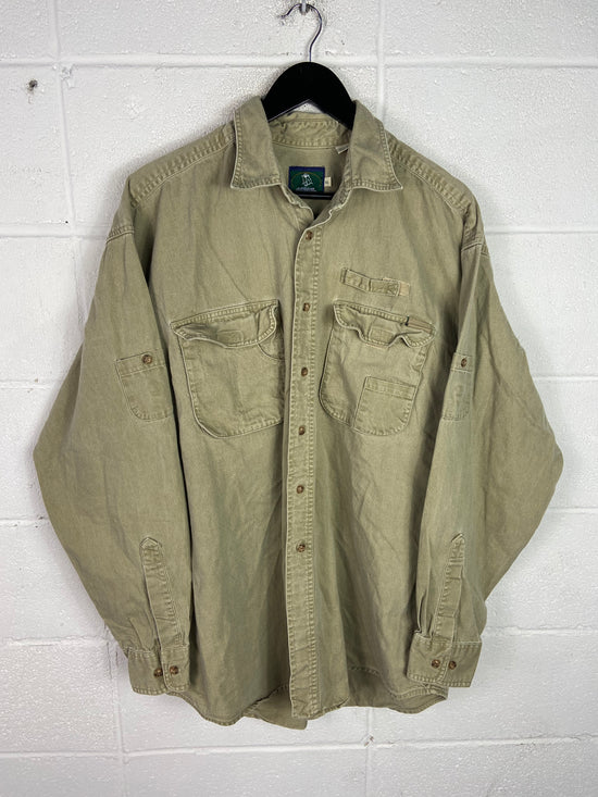 VTG Camel Safari Guide Button Up Shirt Sz XL