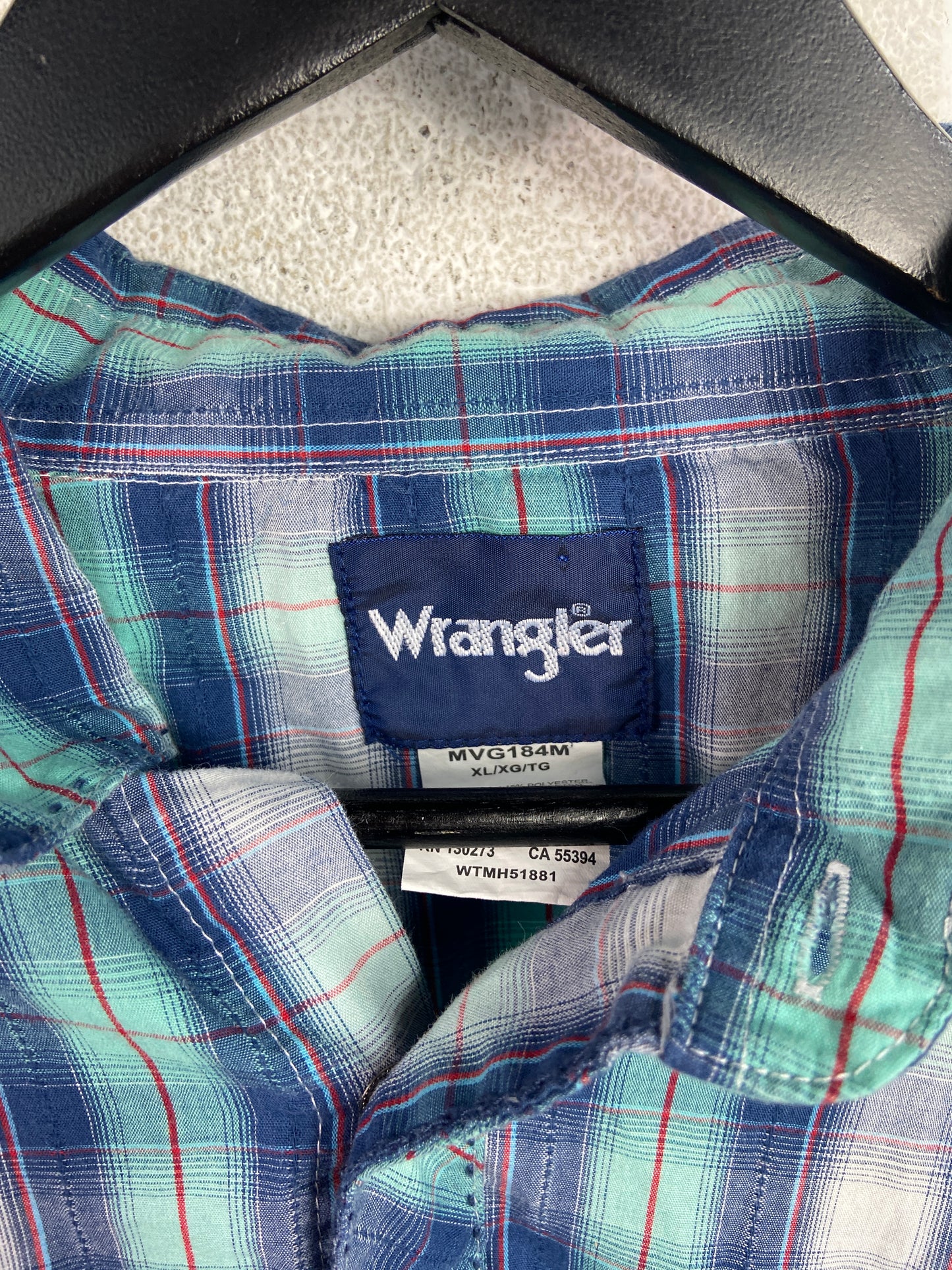 VTG Plaid Wrangler Button-Down Shirt Sz XL