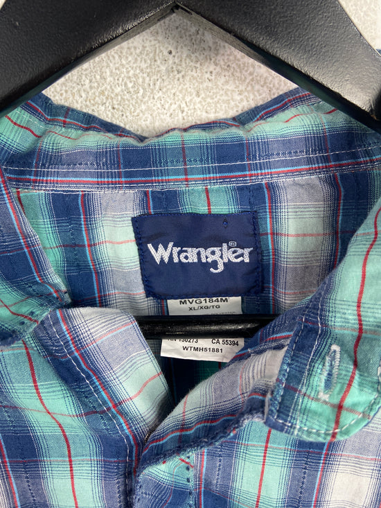 VTG Plaid Wrangler Button-Down Shirt Sz XL