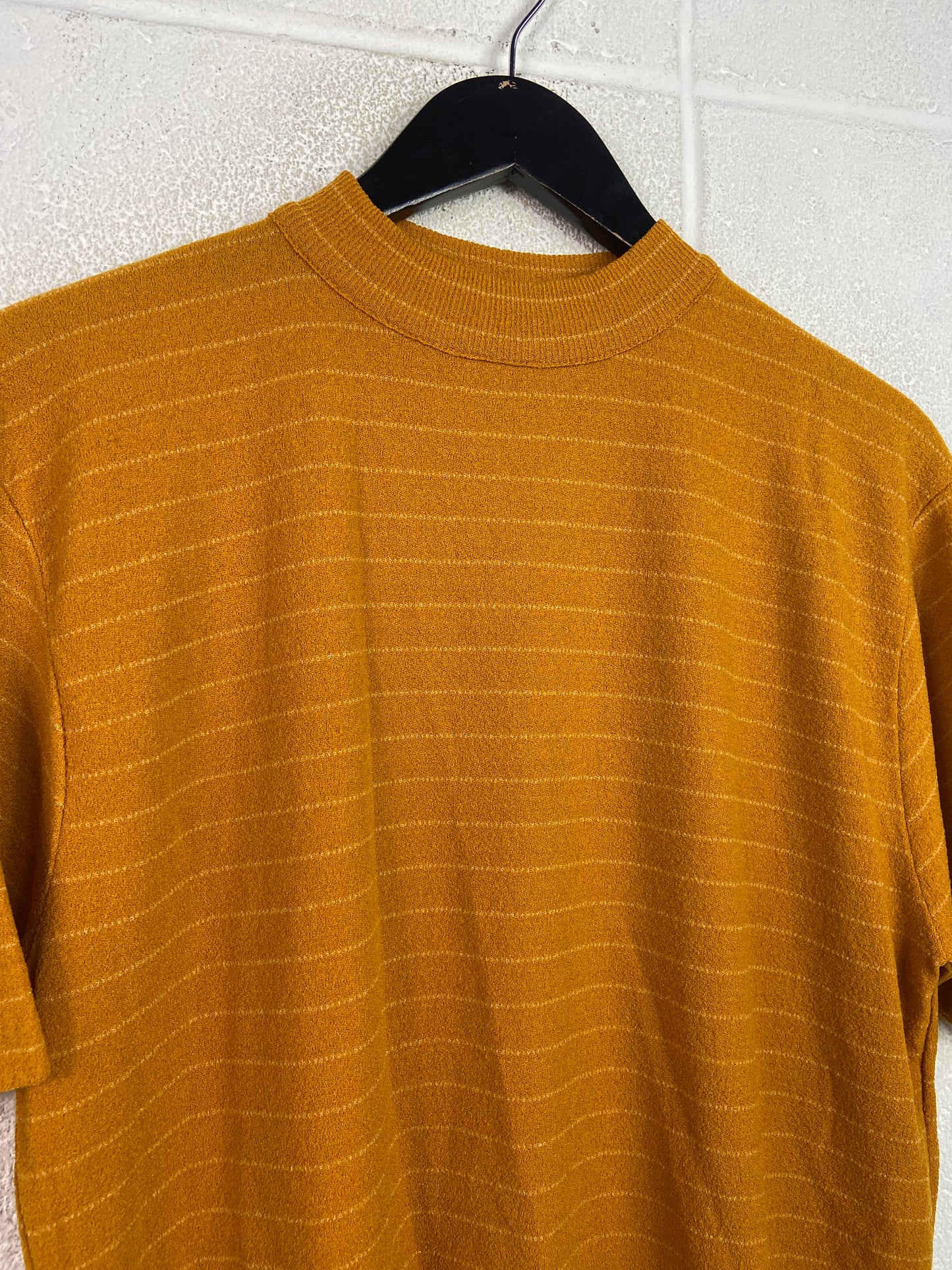 VTG Mock Neck Striped Tee Sz M