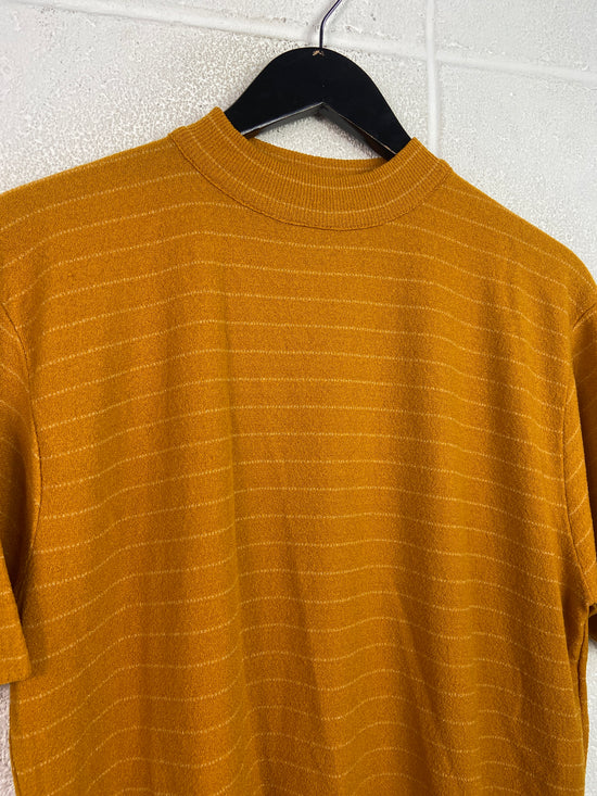 VTG Mock Neck Striped Tee Sz M