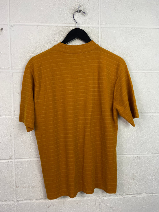 VTG Mock Neck Striped Tee Sz M