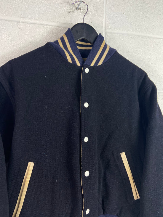 VTG Reversible Black/Tan Varsity Jacket Sz S