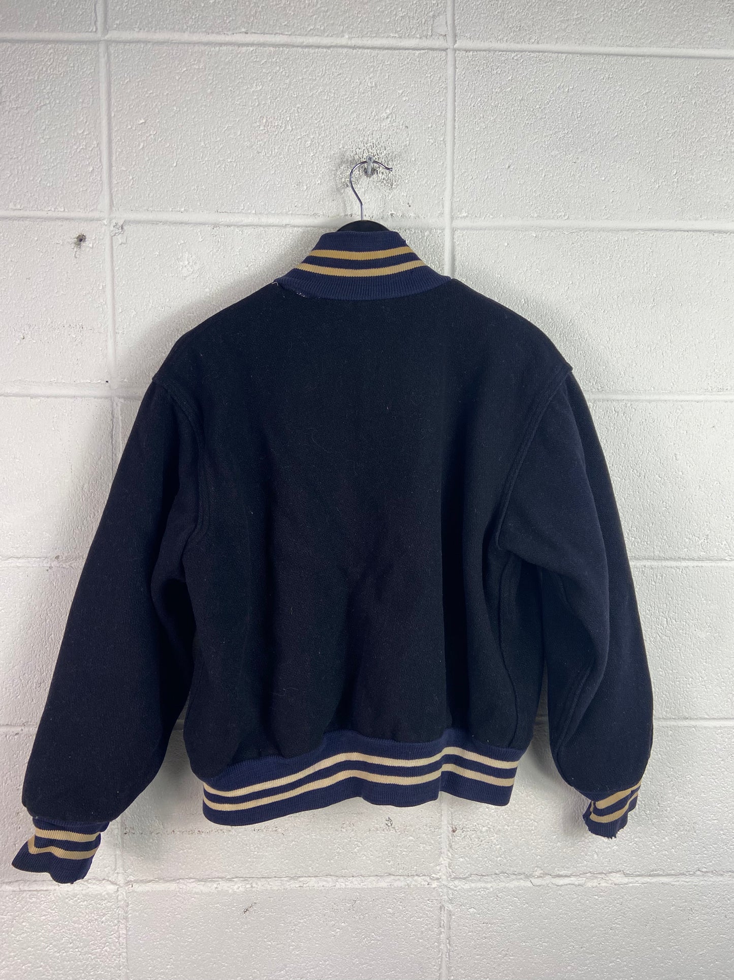 VTG Reversible Black/Tan Varsity Jacket Sz S