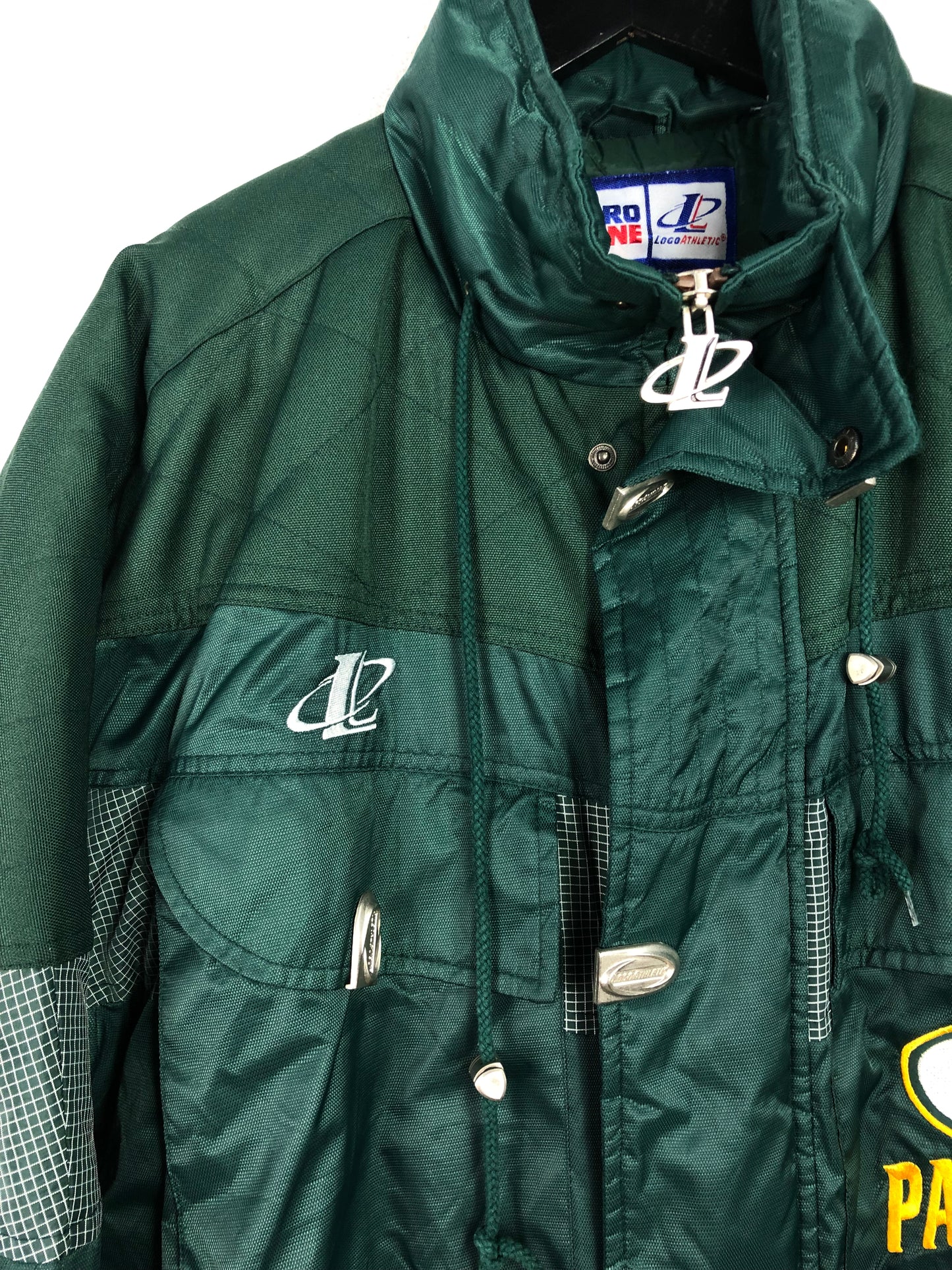 VTG Green Day Packers Logo Athletic NFL Pro Line Puffer Jacket Sz L