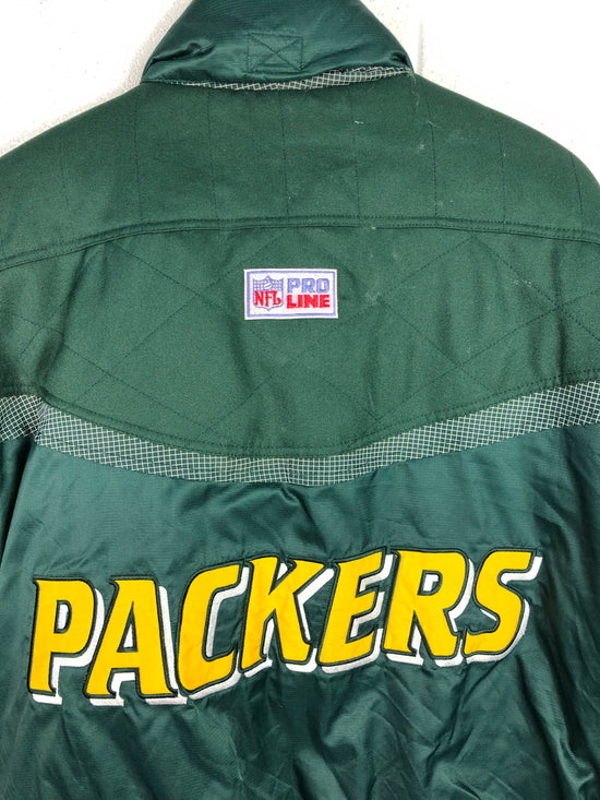 VTG Green Day Packers Logo Athletic NFL Pro Line Puffer Jacket Sz L