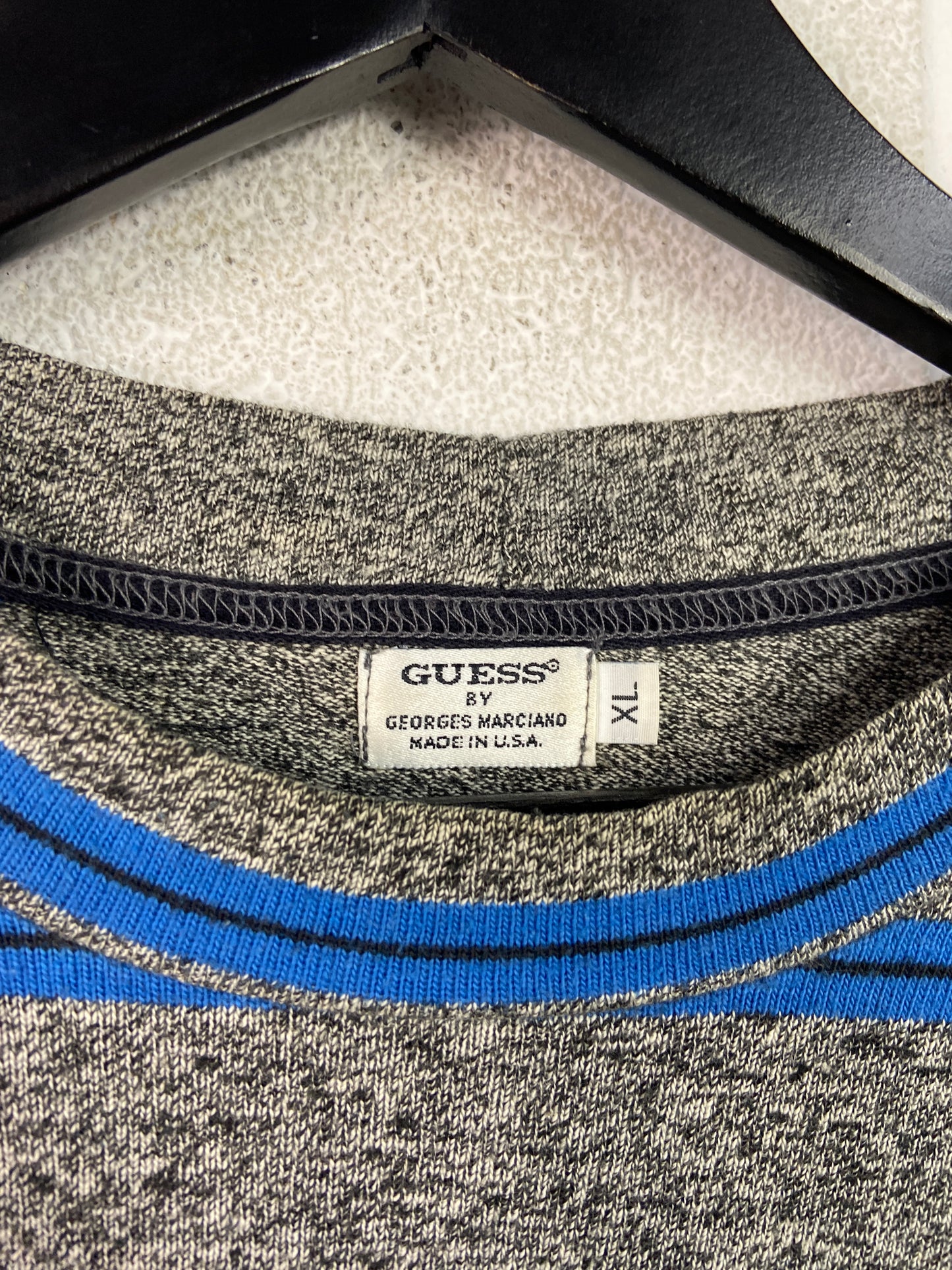 VTG Guess Jeans USA Blue/Gray LS Tee Sz XL