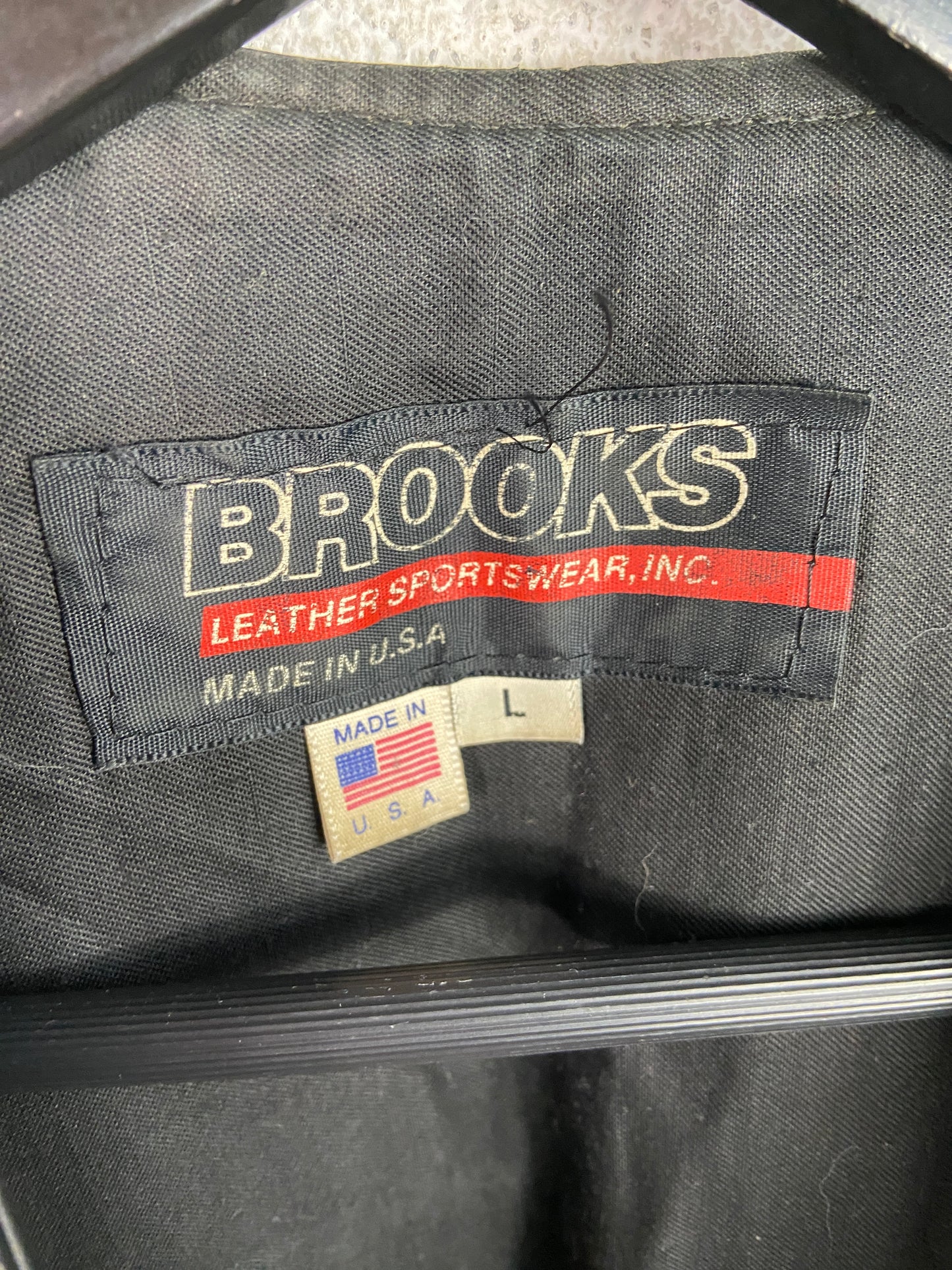 VTG Brooks Leather Black Vest Sz L