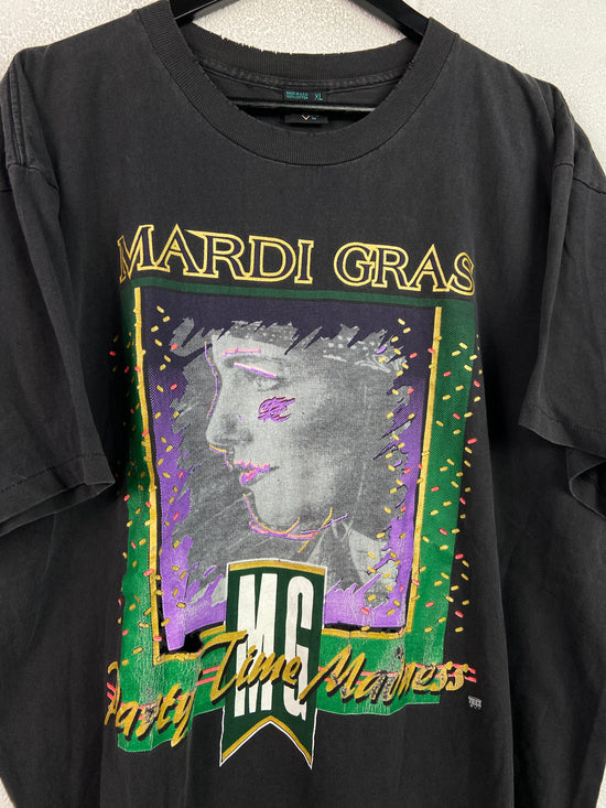 VTG Thrashed Mardi Gras Party Time Madness Tee Sz XL
