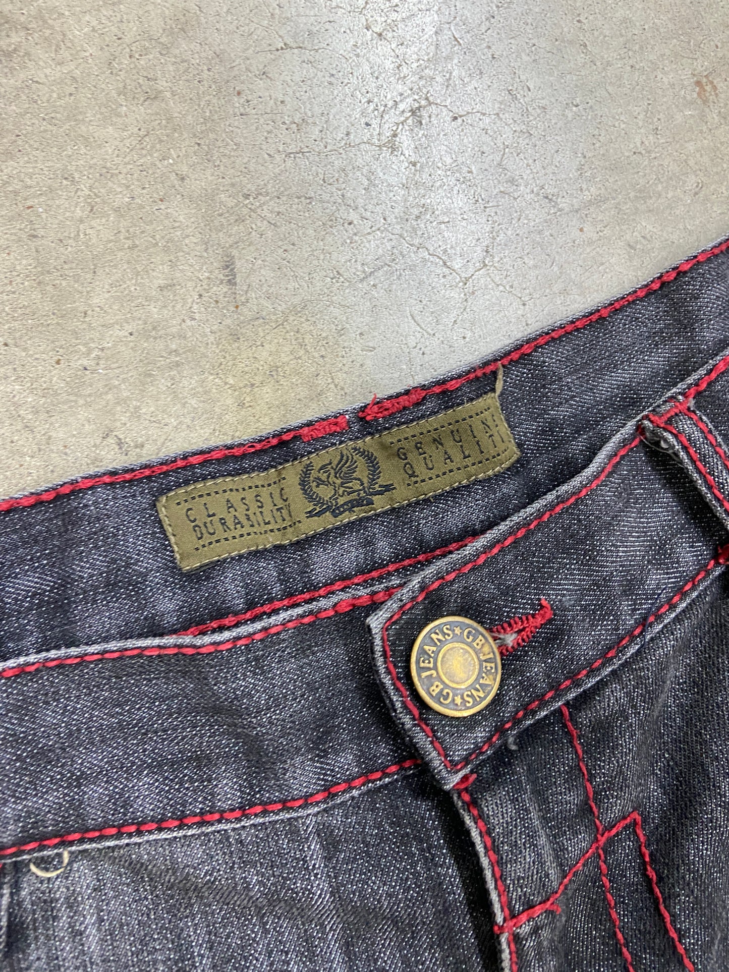 Design Lab Premium Red/Black Denim Jorts Sz 40