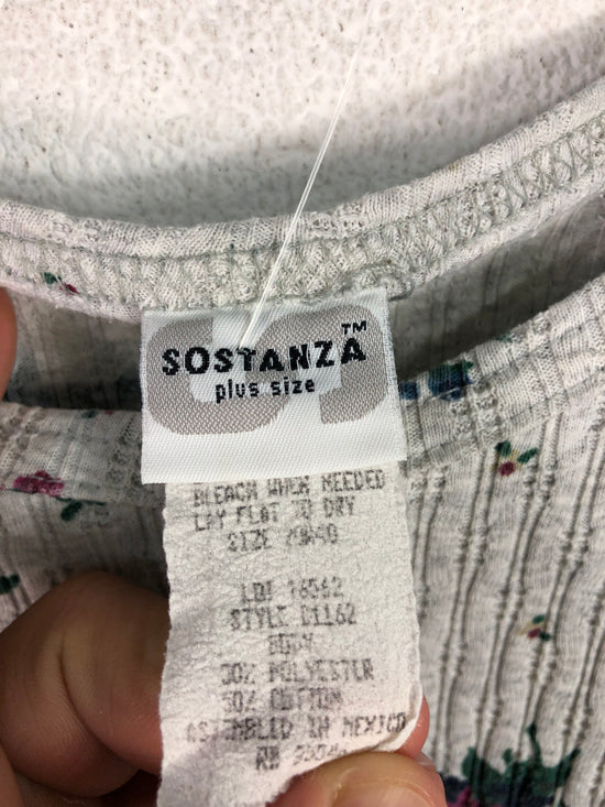 VTG Sostanza Floral Ribbed Shirt Sz Wmns L