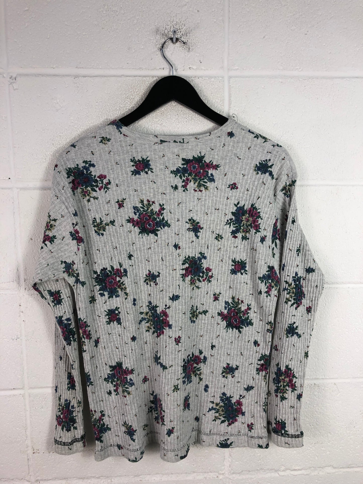 VTG Sostanza Floral Ribbed Shirt Sz Wmns L