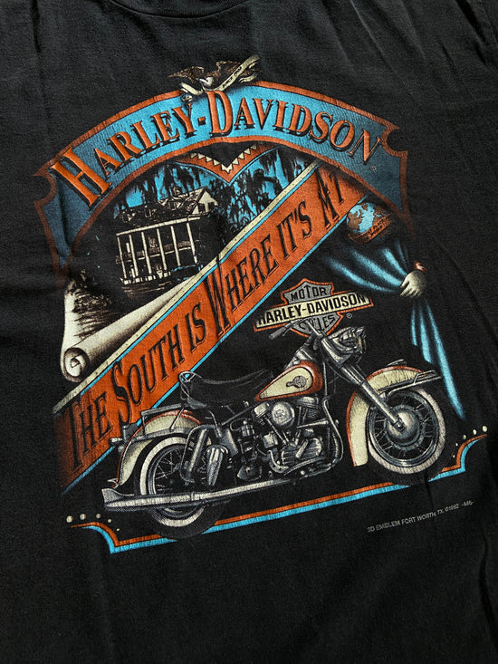 VTG Harley Davidson 3D Emblem The South Is Where It's At Tee Sz L