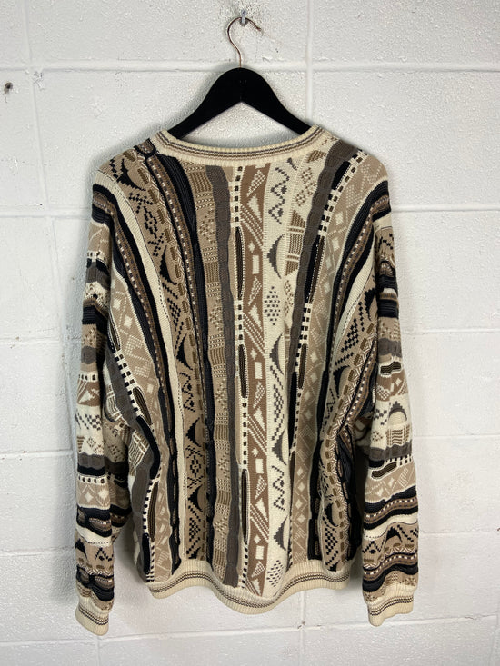 VTG Tan/Black Coogi Style Sweater Sz XL