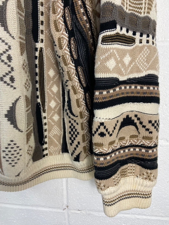 VTG Tan/Black Coogi Style Sweater Sz XL