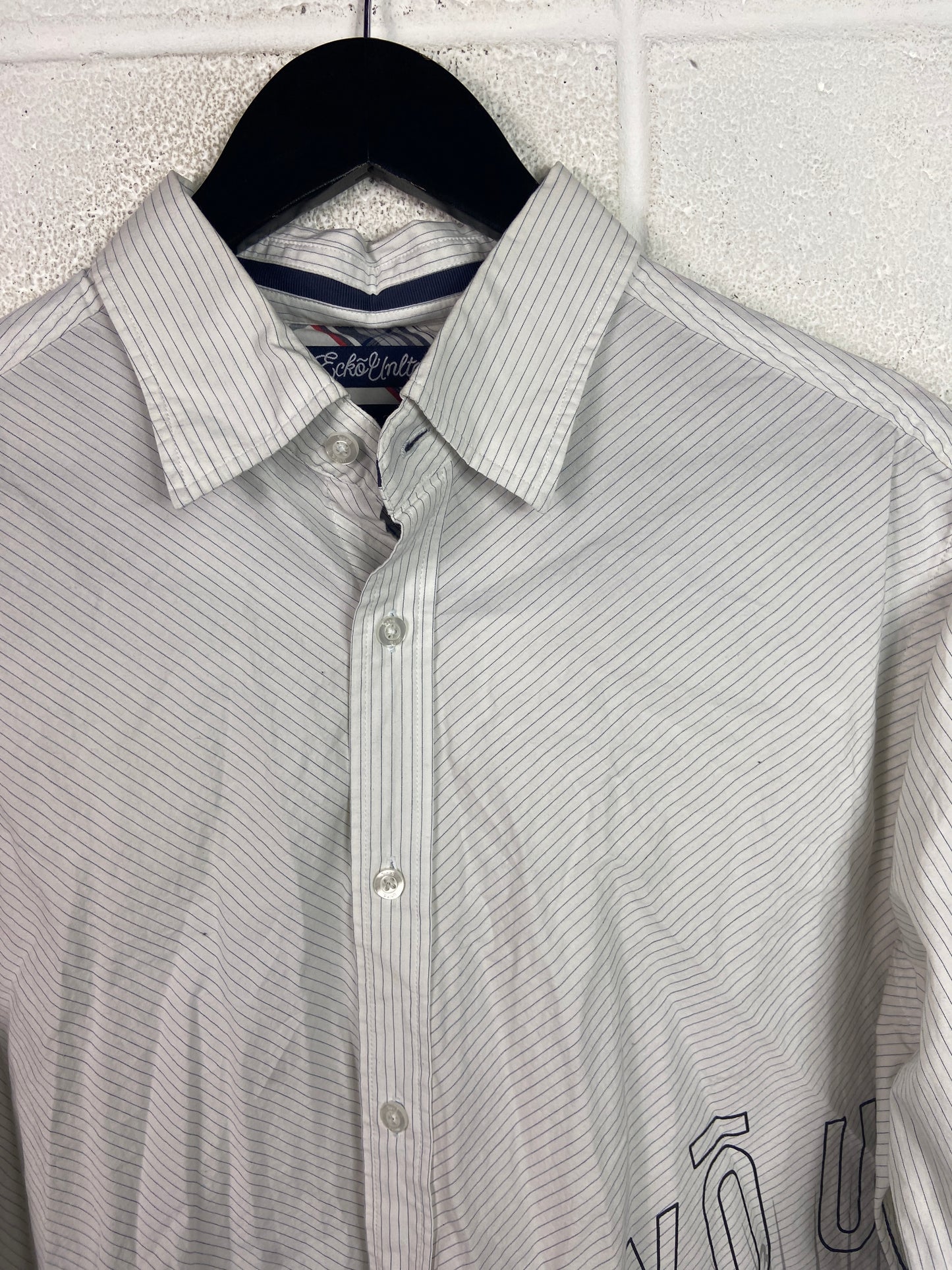 Y2K Ecko Unlted Striped L/S Button Up Shirt Sz L/XL