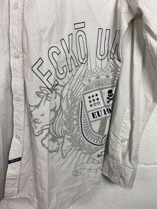 Y2K Ecko Unlted Striped L/S Button Up Shirt Sz L/XL