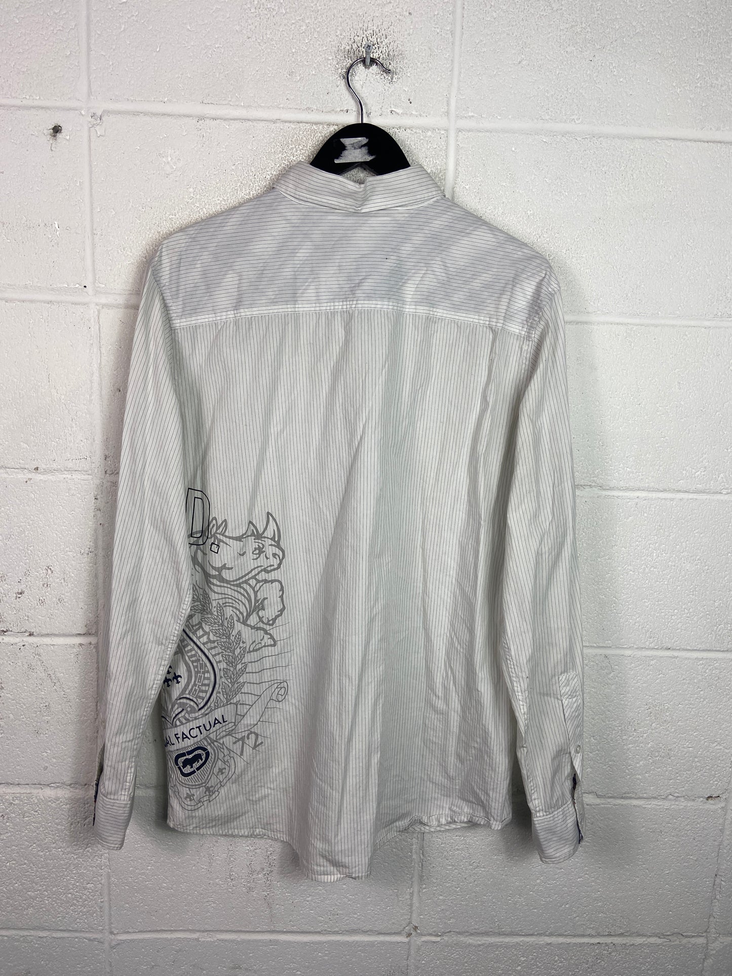 Y2K Ecko Unlted Striped L/S Button Up Shirt Sz L/XL