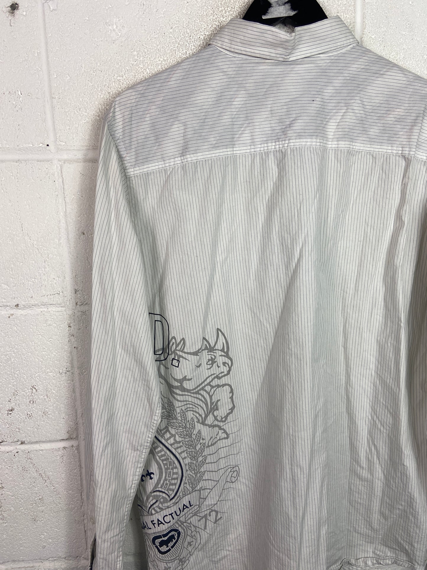 Y2K Ecko Unlted Striped L/S Button Up Shirt Sz L/XL