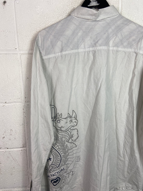 Y2K Ecko Unlted Striped L/S Button Up Shirt Sz L/XL