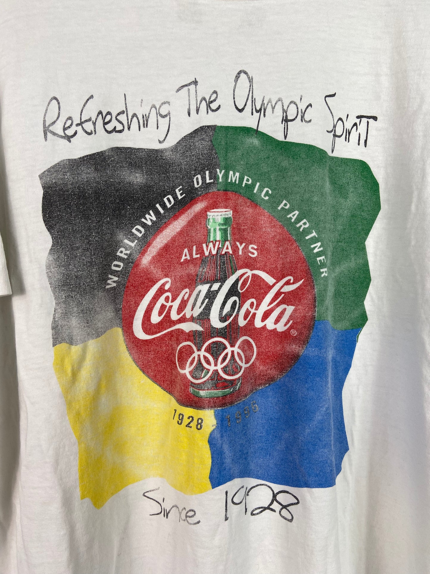 VTG Coca Cola Olympic Spirit Faded Tee Sz XL