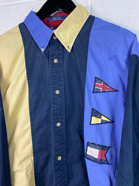 VTG Tommy Hilfiger Button Up Flag Shirt Sz XL