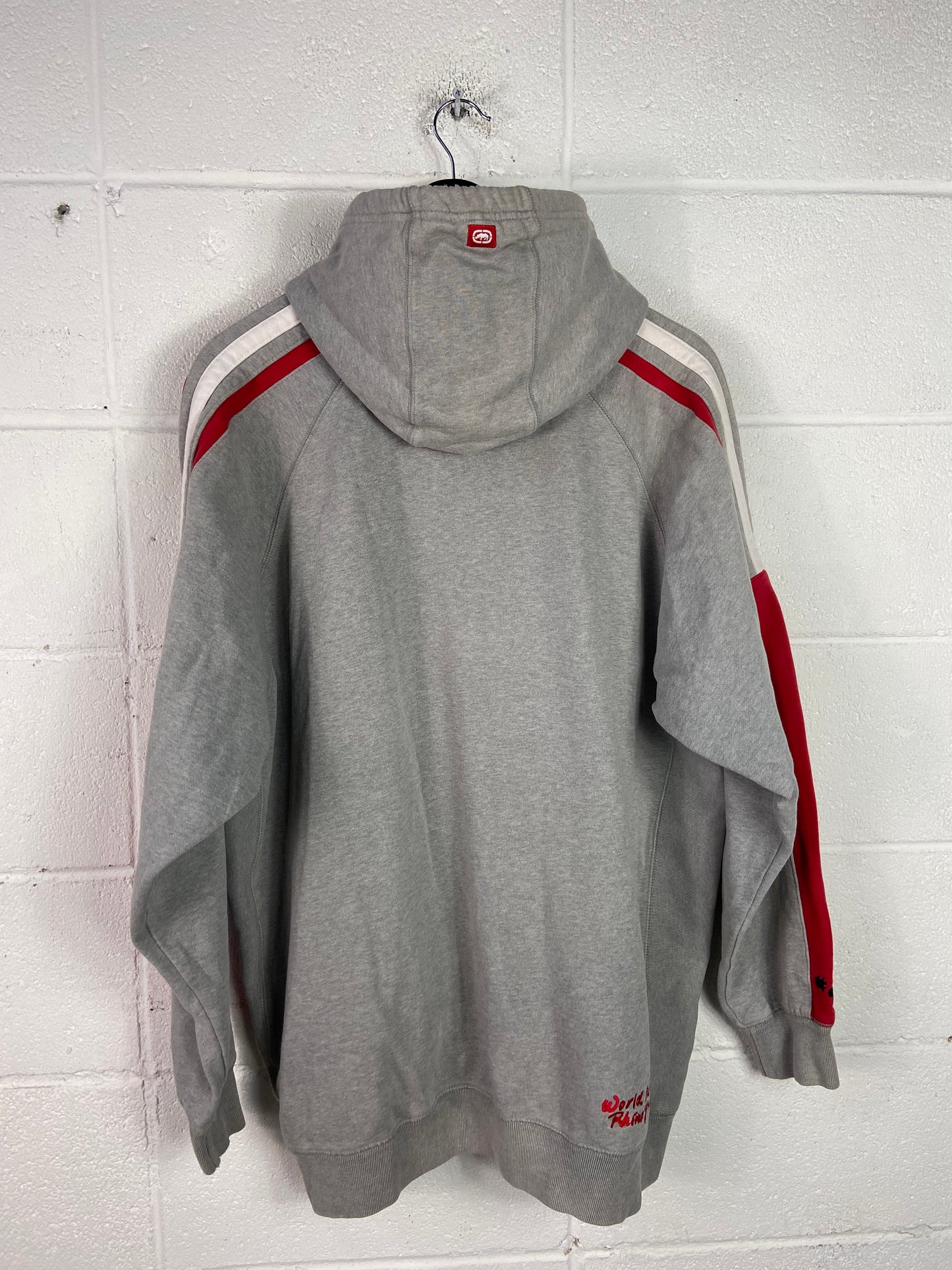 Y2K Ecko Unltd Grey/Red New York Hoodie Sz XL