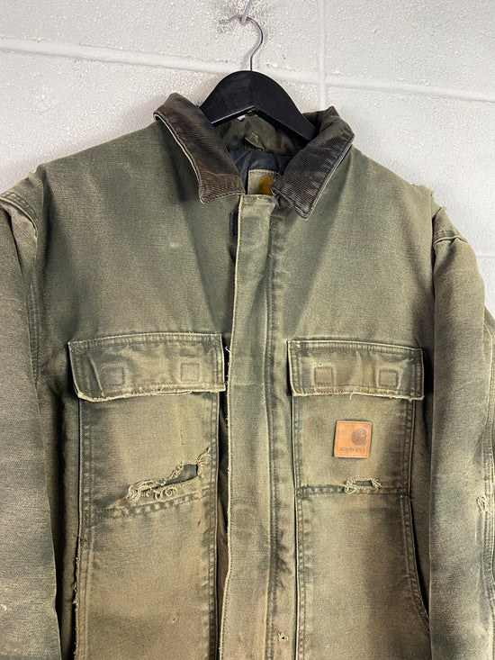 VTG Carhartt Thrashed Green Jacket Sz L