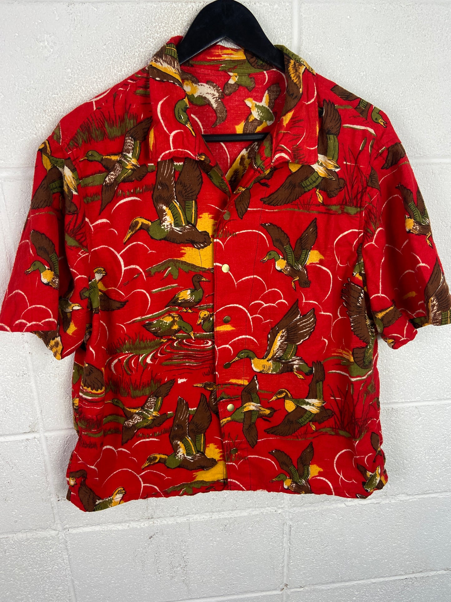 VTG Reworked  Marled Duck Button Up Shirt by David Turner Sz Med