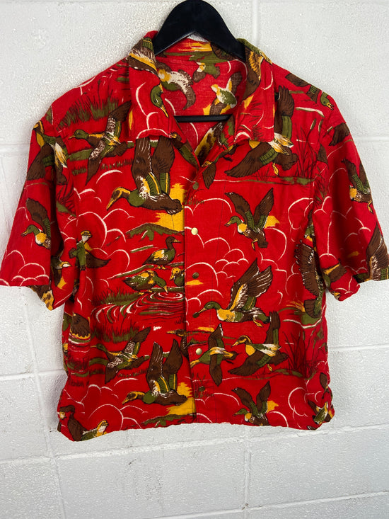 VTG Reworked  Marled Duck Button Up Shirt by David Turner Sz Med