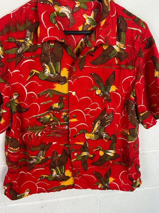 VTG Reworked  Marled Duck Button Up Shirt by David Turner Sz Med