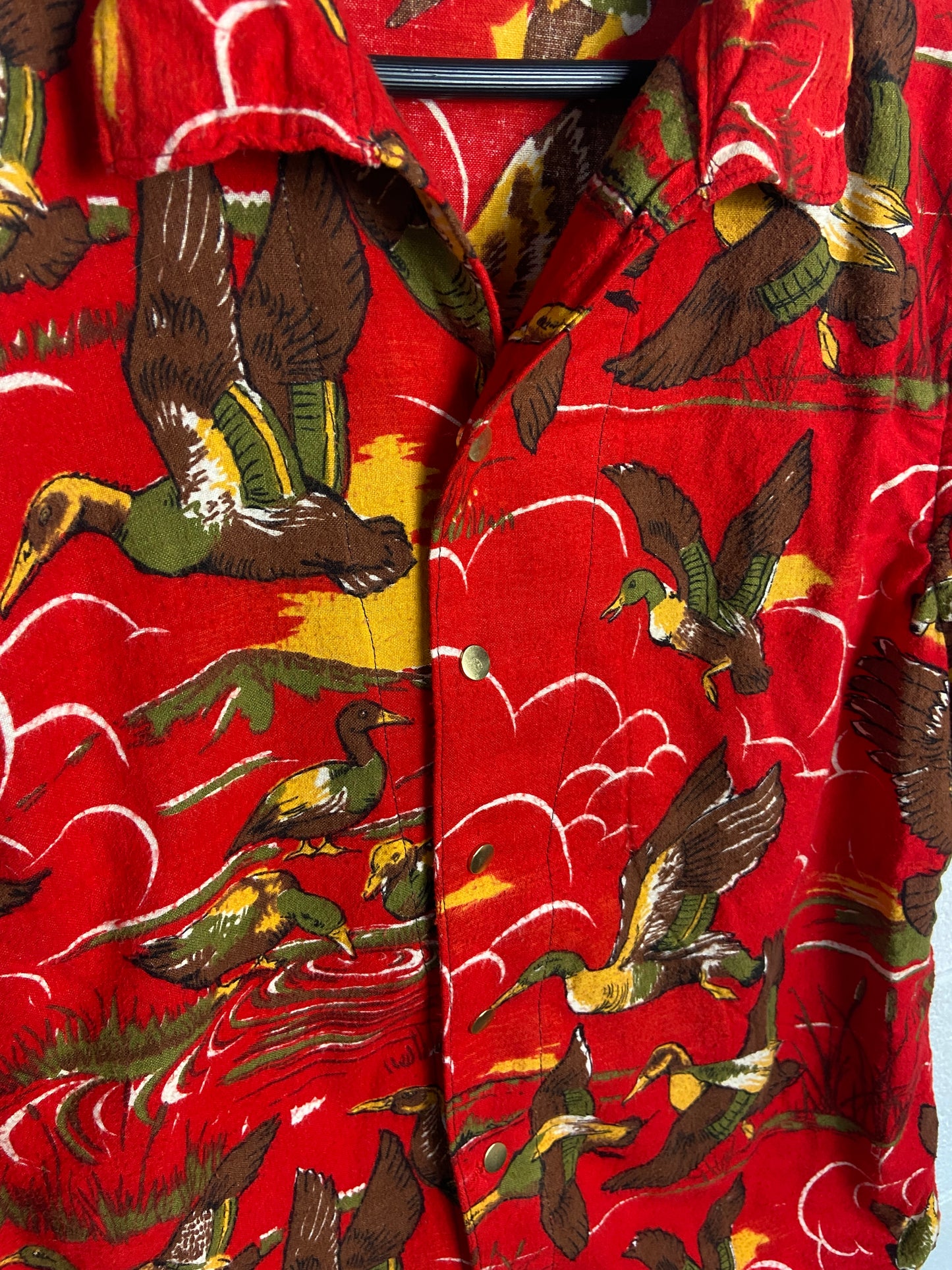 VTG Reworked  Marled Duck Button Up Shirt by David Turner Sz Med