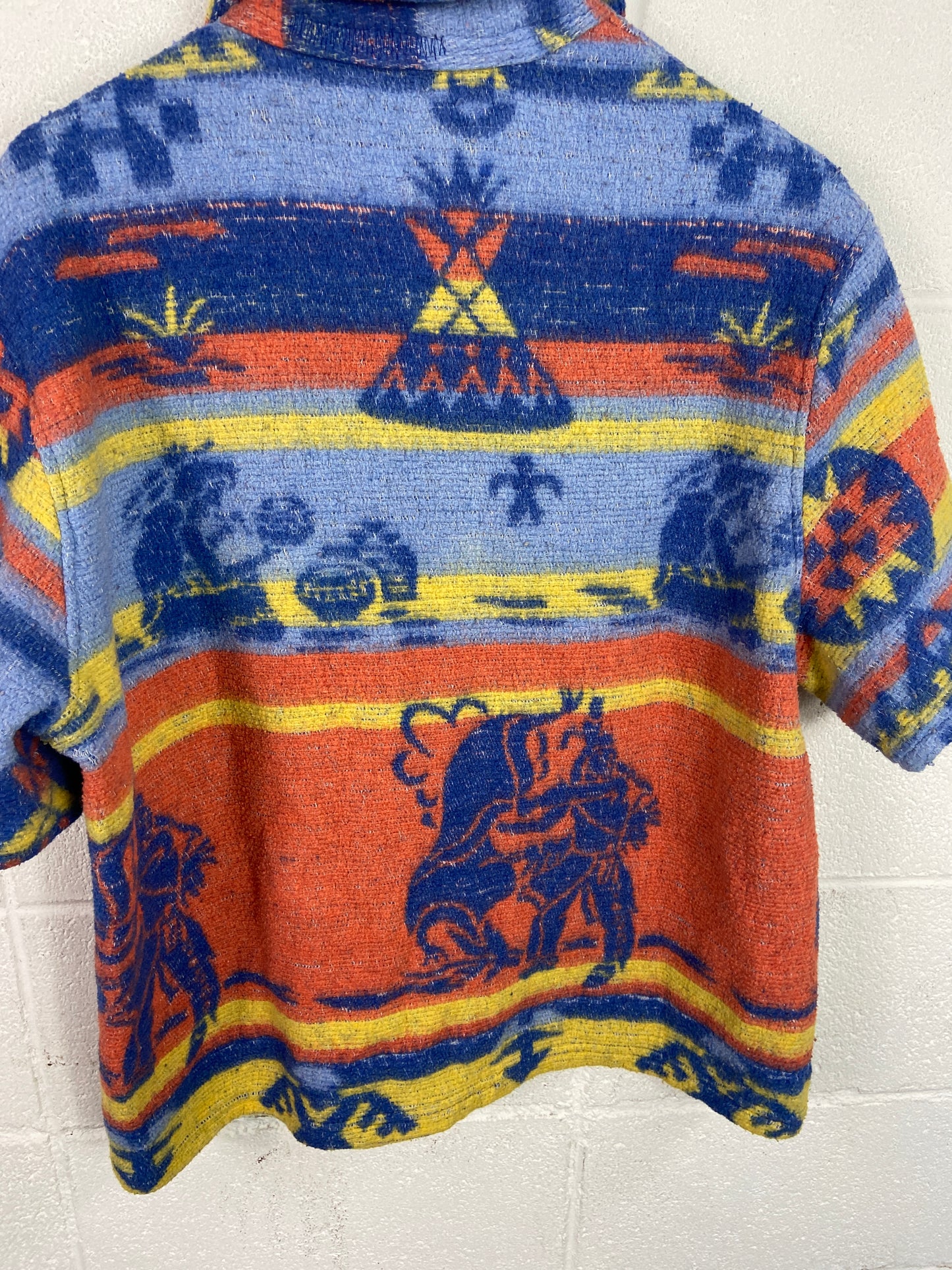VTG Reworked 60s Camp Southwestern Blanket Button Up Shirt by David Turner Sz Med