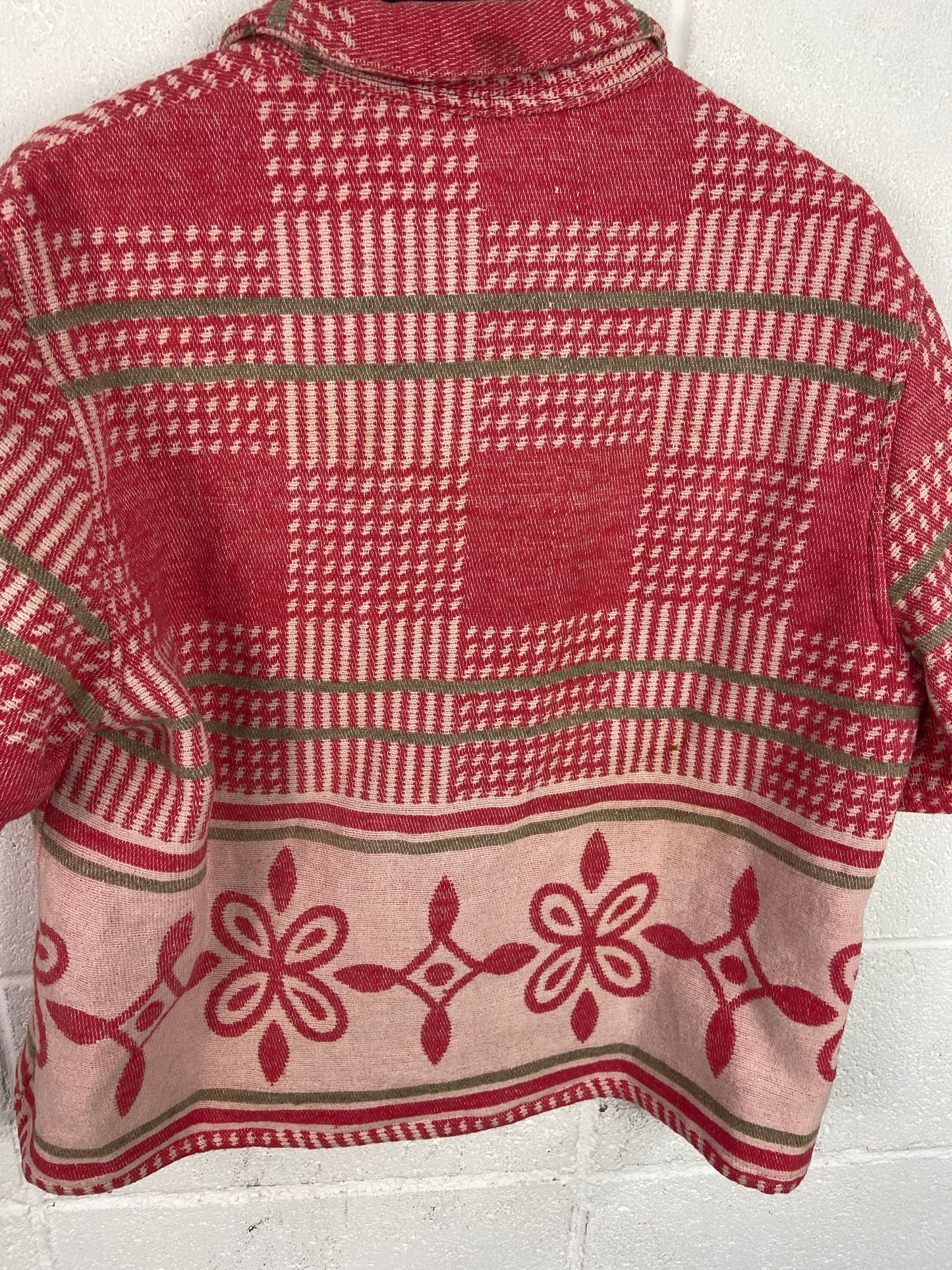 VTG Reworked 60s Pink Camp Blanket Button Up Shirt by David Turner Sz Med