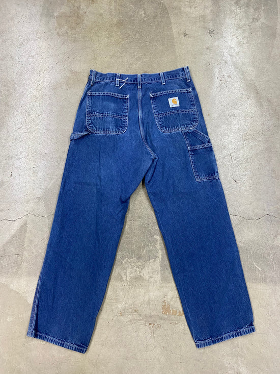 VTG Carhartt Dark Wash Denim Pants Sz 36x30”