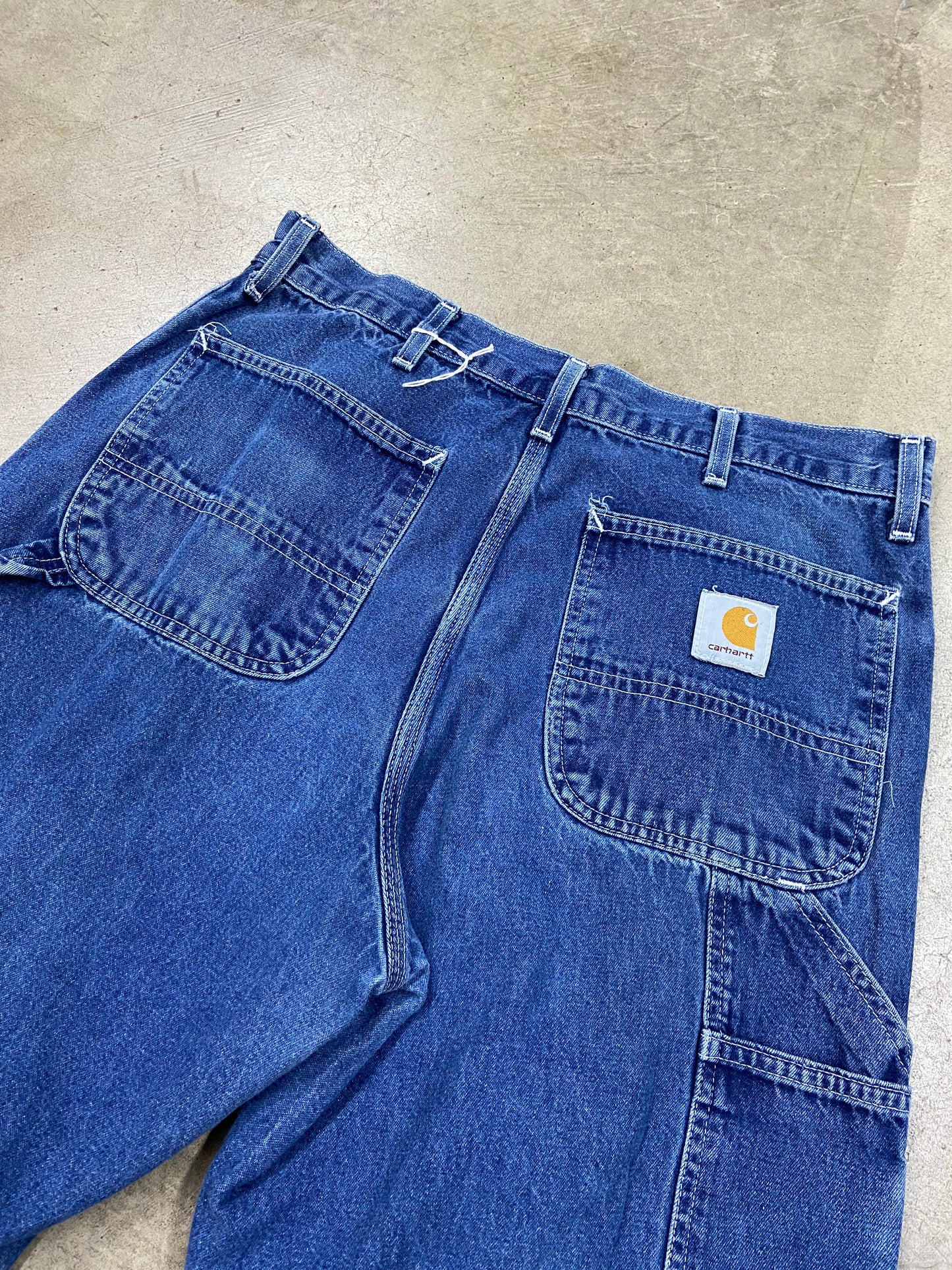 VTG Carhartt Dark Wash Denim Pants Sz 36x30”