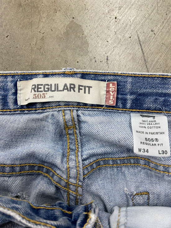 Y2K Levi's 505 Straight Leg Light Wash Denim Jeans Sz 34x30