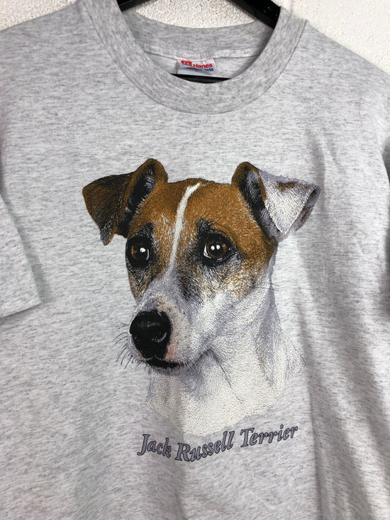 VTG Jack Russell Terrier Dog Portrait Tee Sz L