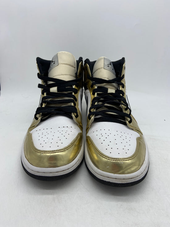 Preowned Jordan 1 Mid Metallic Gold Black White Sz 12M/13.5W DC1419-700