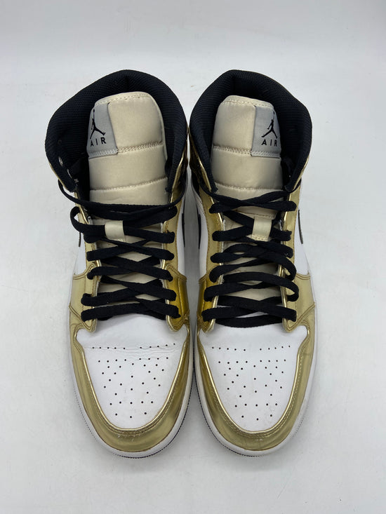 Preowned Jordan 1 Mid Metallic Gold Black White Sz 12M/13.5W DC1419-700