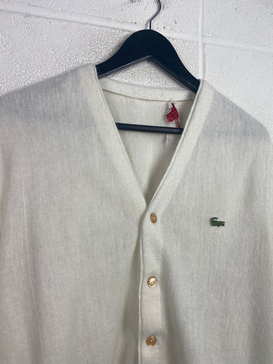 VTG Izod Lacoste White Cardigan Sz M