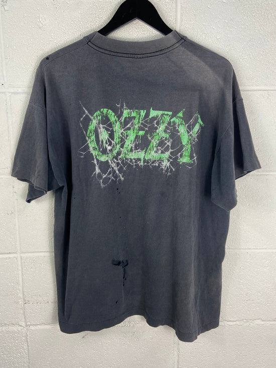 VTG Thrashed Ozzy Osbourne Spiderweb T-Shirt Sz XL