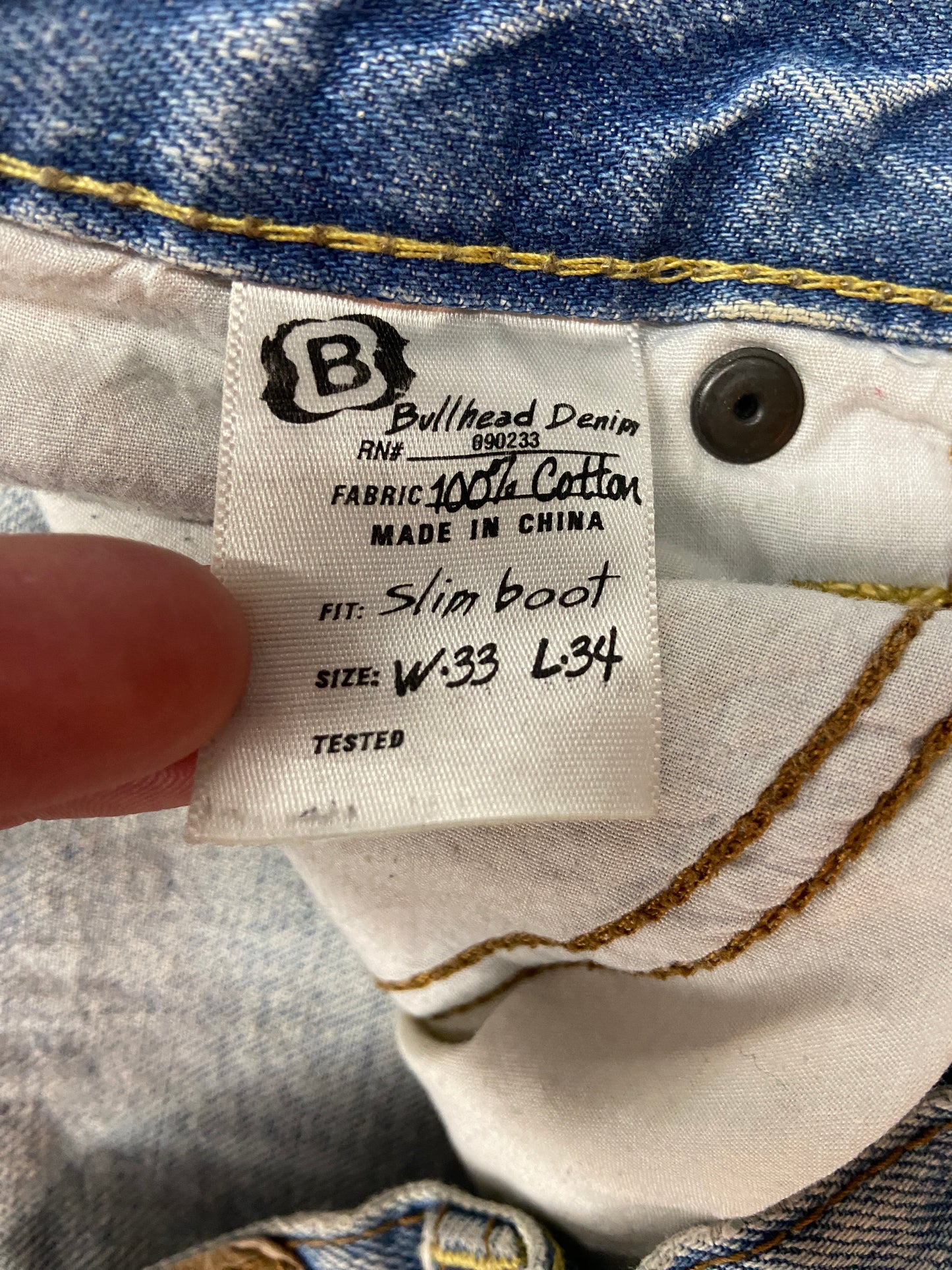 VTG Bullhead Light Wash Bootcut Denim Jeans Sz 33x34